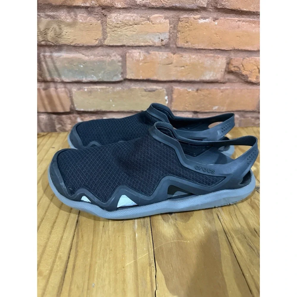 Crocs Men's 8 Swiftwater Mesh Wave Black‎ Sandals Slides Water Boat Beach Shoes